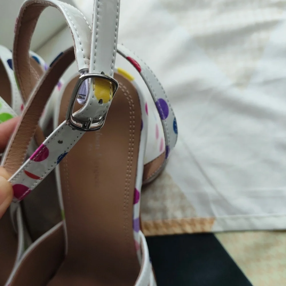 Maison Martin Margiela White Polka Dot Tabi Flats with Multicolor Dots